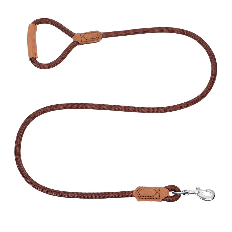 Mile High Life | Premium Leather Dog Leash | Strong Rope Leash | Leather Handle | Zinc Alloy Strong Clasp | Small Medium Large Dogs | 4/5/6 Feet (72 Inch, Dark Brown) 72 Inch-1/2" Leather handle-Dark Brown - PawsPlanet Australia