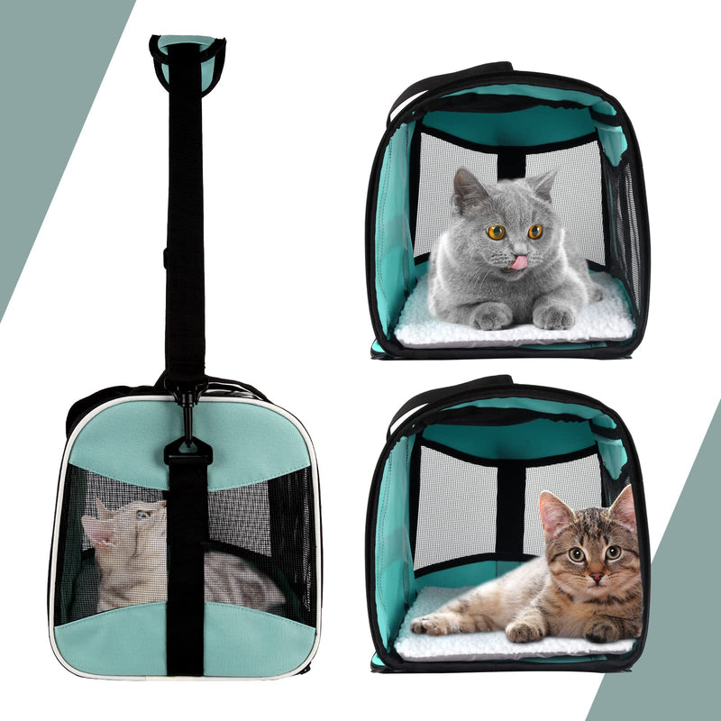 Cat Carrying Case Pet Dog Carrier Soft-Sided Cat Bag Airline Approved, Pet Travel Carrier Up to 15 Lbs, Collapsible Cats Carrier Dog Carrier for Medium Small Cats Dogs(17x11x11 Green) 17.0"L x 11.0"W x 11.0"H - PawsPlanet Australia