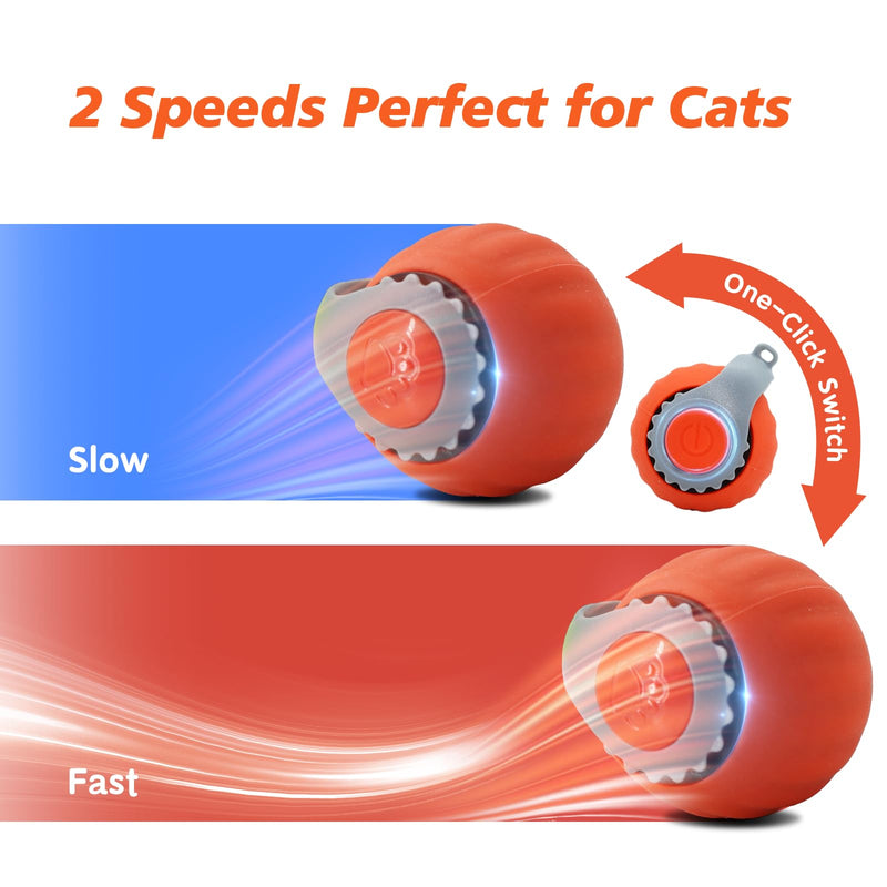 2025 Interactive Cat Toy for Indoor Cats, Automatic Moving Cat Balls for Bored Indoor Adult Cats, 360°Automatic Rolling Ball Toy, Two Speed Adjustment（Orange） Orange - PawsPlanet Australia
