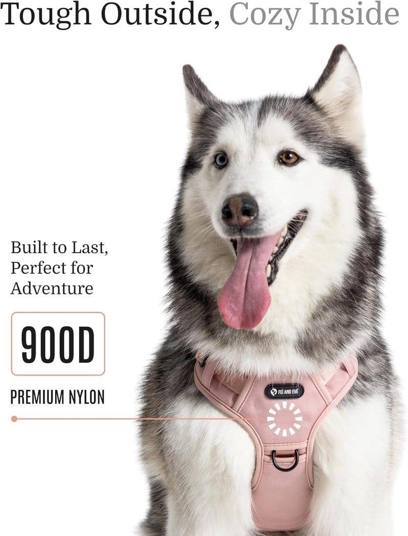 2026 New Edition, Fei & Eve MagEase Dog Harness - 3-Second Magnetic Buckles | 3-Point No-Pull Control | Heavy-Duty 900D Nylon | Dual Safety Handles | Breathable Mesh | Adjustable Fit | X-Large, Pink XL - PawsPlanet Australia
