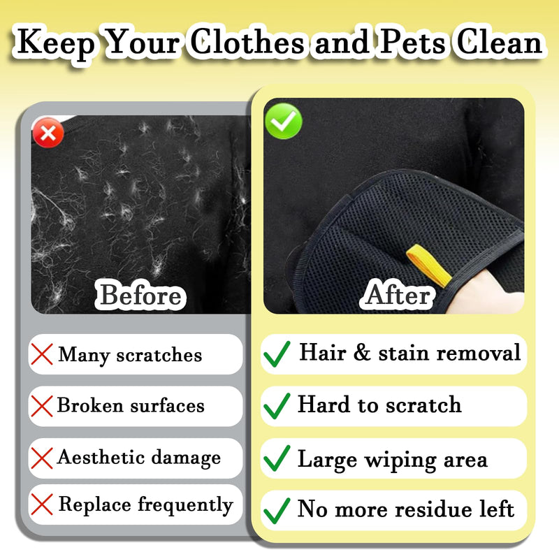 2 Pcs Pet Hair Removal Glove, Cat Dog Electrostatic Hair Remover Grooming Glove Washable Reusable Cat Grooming Glovesfor Sofa, Bed, Carpet, Clothing (Black) - PawsPlanet Australia