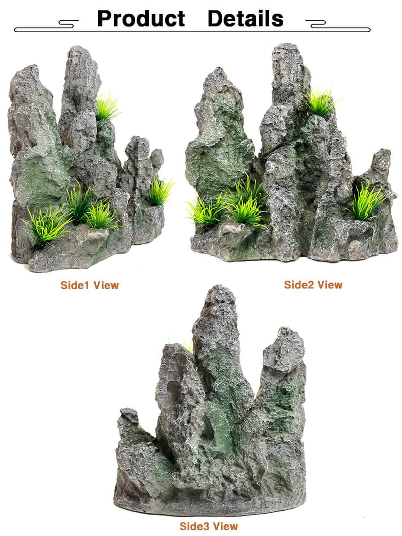 Aquarium Mountain View Stone Ornament - Aquarium Rock Decor for Large Fish Tank,Aquarium Decorations Large,Large Aquarium Decoration for Fish Tank - 8.3 Inches High - PawsPlanet Australia