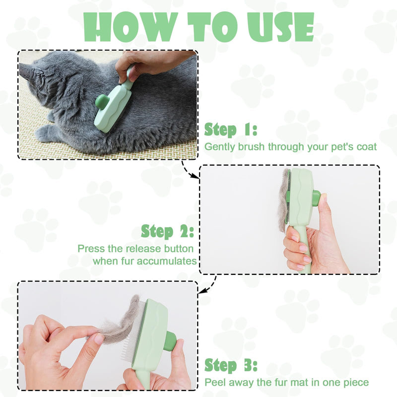 Pet Grooming Comb Cat Brush Ergonomic Angled Handle for Comfortable Brushing, Self-Cleaning Comb for Cats & Dogs - PawsPlanet Australia
