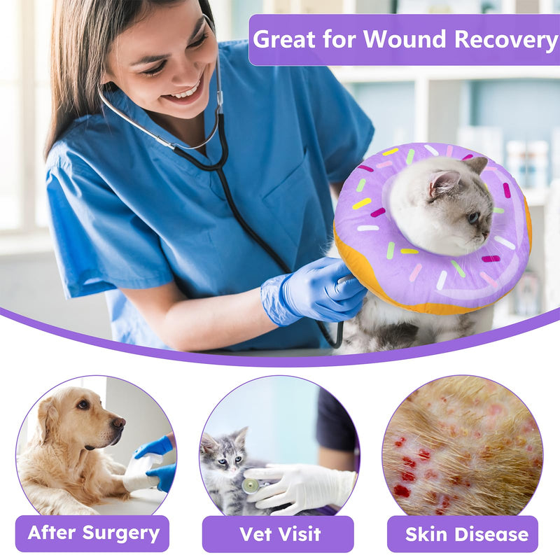 Cat Cone Collar Soft, Cat Recovery Collar for Wound Healing Cute Cat Donut Adjustable Cat Cones to Stop Licking Comfortable Lightweight Neck Elizabethan Collars for Cats Kittens After Surgery Medium Donut Purple - PawsPlanet Australia