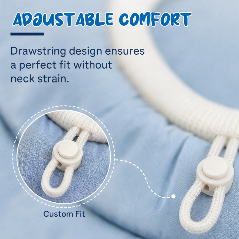 Soft Dog Neck Brace for Neck & Upper Body Wounds, Soft Padded Neck Collar, Waterproof Dog Collar with Leak Protection and Drawstring, Post-Surgery Dog Collar, Dusty Blue (XL)