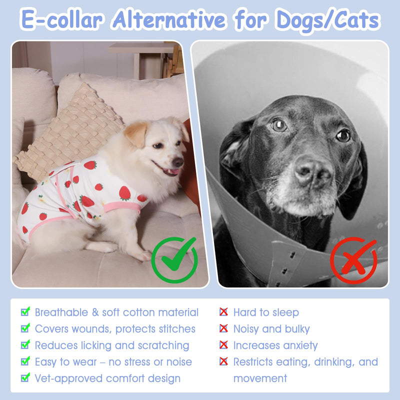 PET Glam Recovery Suit for Dogs Cats, After Surgery, Alternative E-Collar Dog CAT. PET Shirt Breathable Abdominal Wounds, Neuter Cotton, Prevent Licking Onesie Surgical (RED, M) RED Medium - PawsPlanet Australia