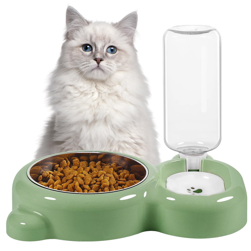 Dog Bowls, Cat Food and Water Bowl Set with Water Dispenser and Stainless Steel Bowl for Cats and Small Dogs - Green - PawsPlanet Australia