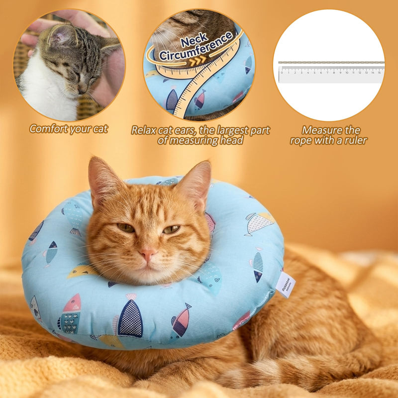 Cat Cone Collar Cute Cat Recovery Cone to Stop Licking Scratching Comfortable Neck Donu Collar Adjustable Soft Lightweight Kitten E-Collar for Small Cats Pet Kittens After Surgery