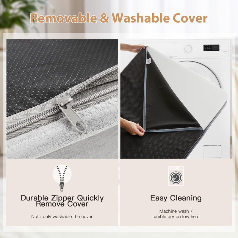 WNPETHOME Orthopedic Waterproof Extra Large Dogs Bed with Removable Washable Cover, Multi-Needle Quilting XL Crate Bed for Large Sized Dog, Light Grey 42"L x 30"W x 4"Th - PawsPlanet Australia