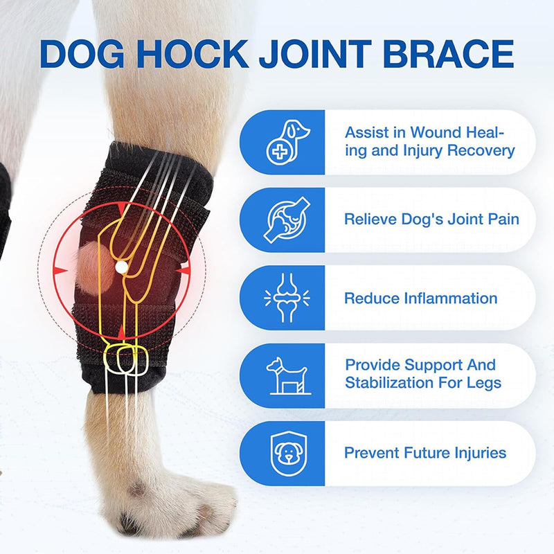 RC GearPro 2 Pack Dog Joint Brace Rear Leg Canine Hock Support - Dog Elbow Brace Compression Wrap Straps for ACL CCL Joint Injury and Sprain Protection, Healing and Loss of Stability (L) L
