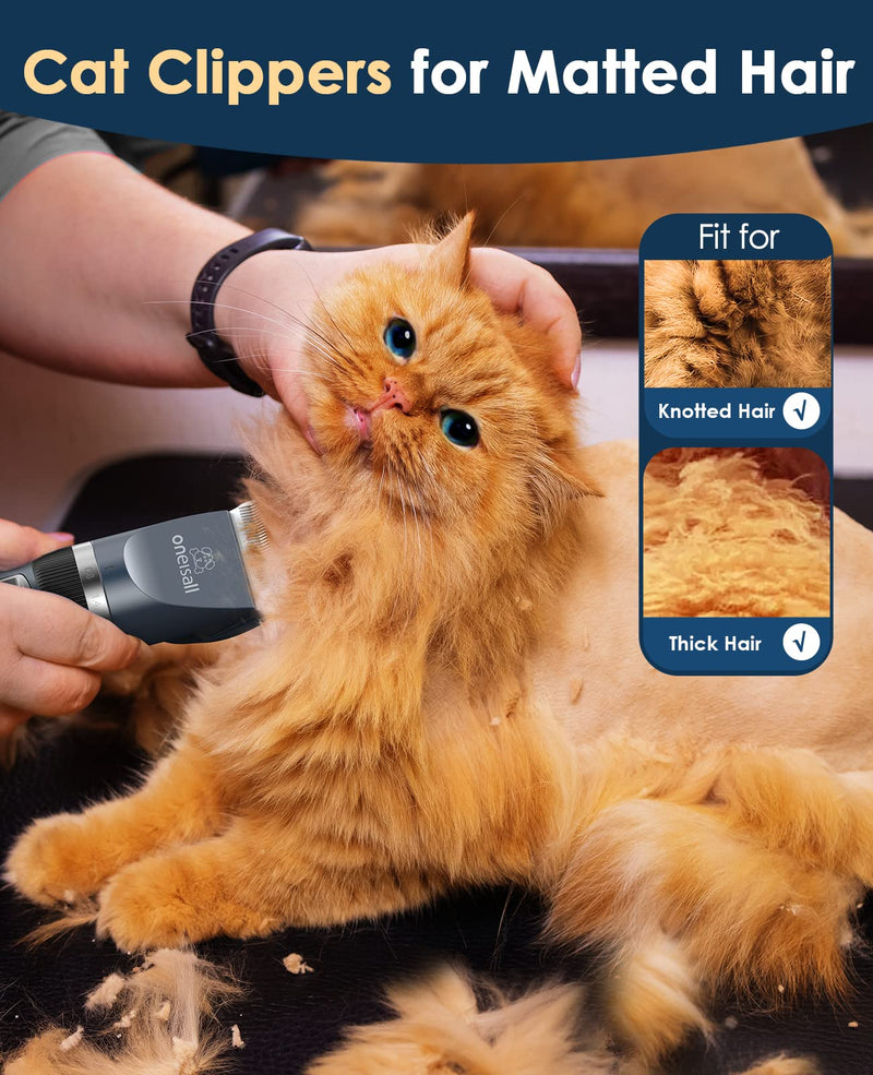 oneisall Quiet Cat Clippers for Matted Hair,Multi-Set Cat Hair Trimmer, Cat Grooming Kit, Cordless Cat Shaver and Paw Trimmer for Long Hair,Pet Clippers for Cats - PawsPlanet Australia