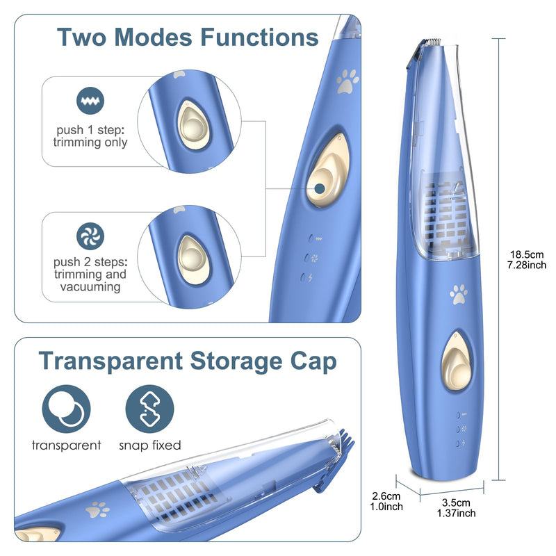 Upgraded Dog Paw Trimmer, Cordless Electric Grooming Clippers, Rechargeable Foot Trimmer Dog Claw Trimmer, Small Pet Shave Trimmer, Cats Hair Paws, Face, Body (Blue) - PawsPlanet Australia