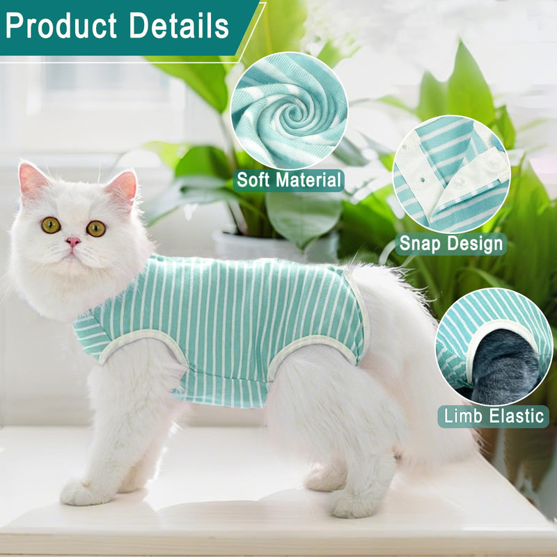 Cat Recovery Suit for Male and Female Surgical Post Surgery Soft Surgery Recovery Suit Onesie for Cats,E-Collar Alternative Anti-Licking Outfit Pet Surgical Recovery Pajama Suit M Green