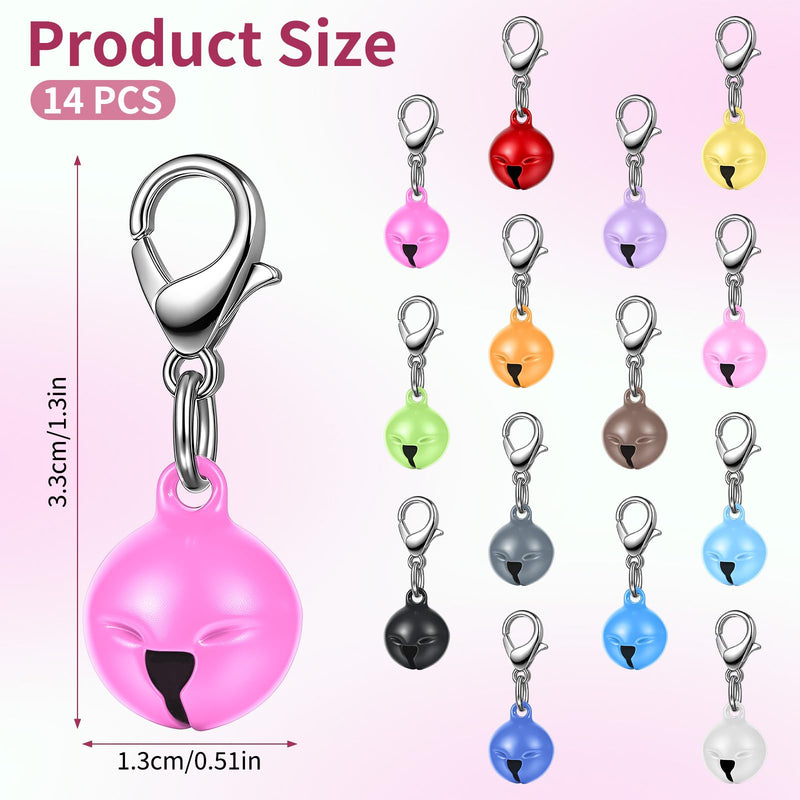 Larrel 14 Pcs Pet Bell, Small Dog Collar Bell with Key Rings Clasps Cat Collar Charms Pet Pendant Accessories for Small Animal Dog Goat Puppy Kitty Pets Training to go Outside 1/2-Inch (Colourful) - PawsPlanet Australia