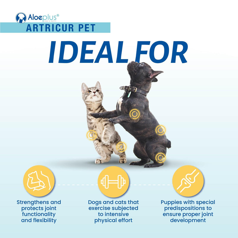 Artricur Pet Joint Supplement for Dogs and Cats 0-1 Kg - 100% Natural Joint Health Supplement with Organic Aloe Arborescens, Spirulina, Boswellia, Devil's Claw, 60 Capsules - PawsPlanet Australia