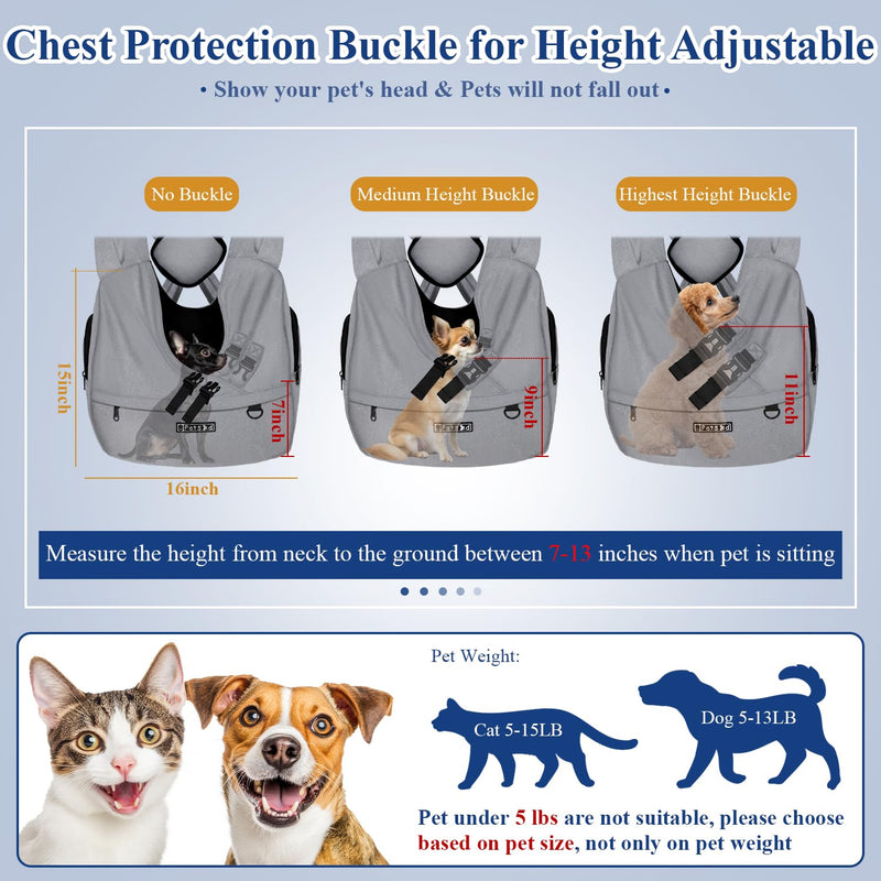 Petskd Dog Carrier Sling for Small Pet 5-15 LBS, Hands Free Front Facing Cat Sling Chest Carrier with Bottom Mat and Adjustable Strap for Pets Anti-Anxiety, Walk, Vet - PawsPlanet Australia