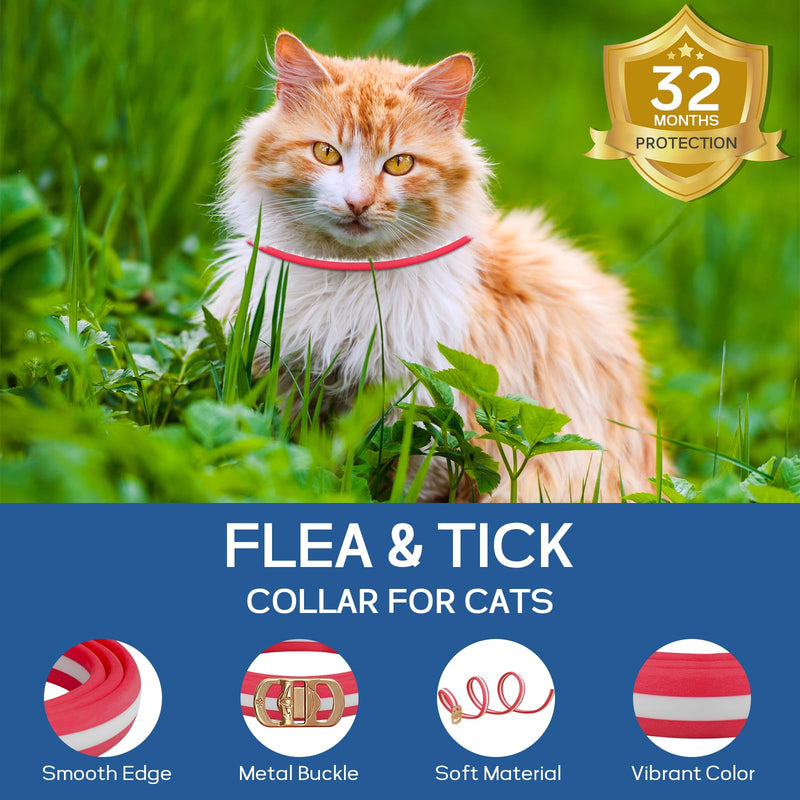 4 Pack Collar for Cats- 32 Months Protection Water Resistant Cat Collars for Kitten Small Medium Large Dog- Red & White