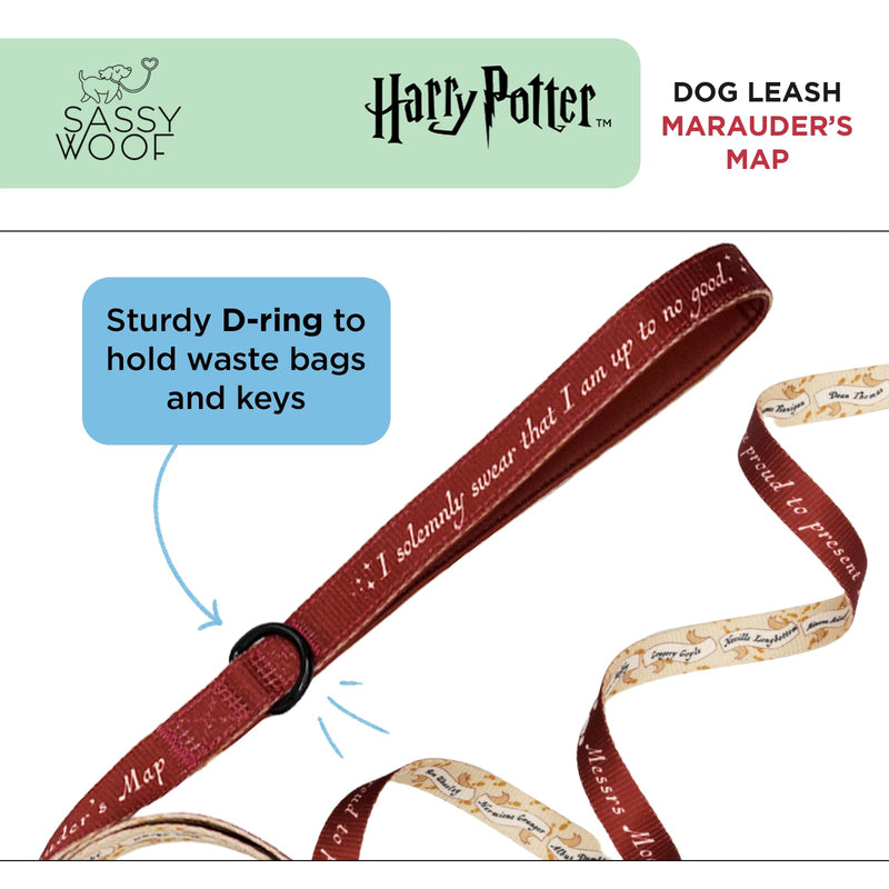 Sassy Woof Harry Potter™ Marauder's Map Dog Leash 60-Inch with Neoprene Padded Handle - Comfortable, Durable, and Stylish for Small to Large Dogs - Officially Licensed - PawsPlanet Australia