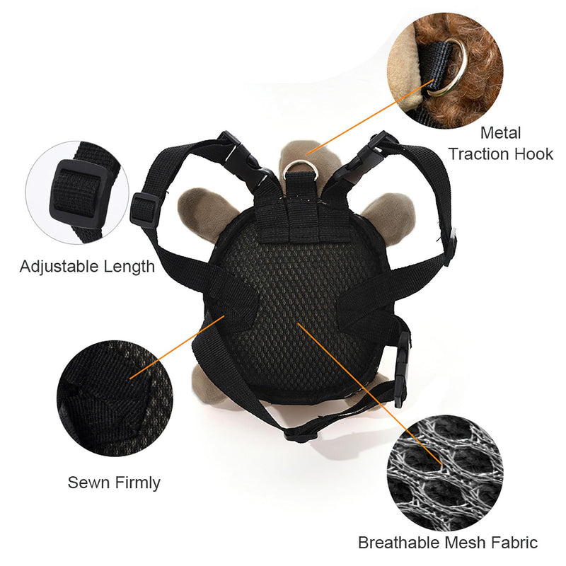 Dog Backpack Harness Puppy Self Carrier Bag Adjustable Pet Saddle Bag with D-Ring for Camping Hiking Daily Walking, Brown - PawsPlanet Australia
