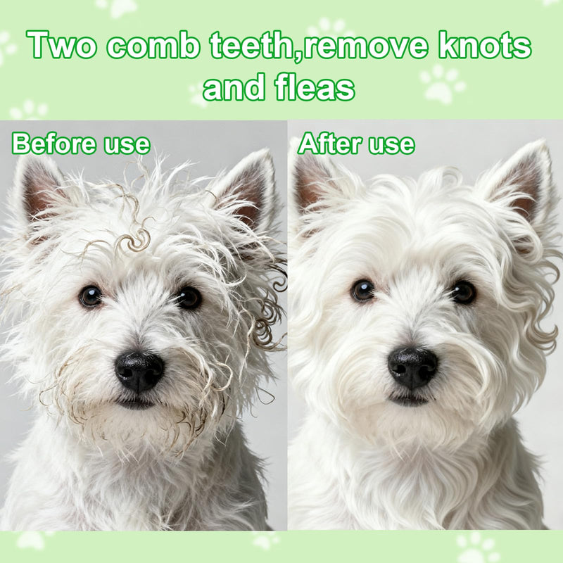 Pet Grooming Combs for Dogs Cats, 2 Pack Bamboo Combs with Wide Fine Teeth for Shedding, Detangling, Flea Removal and Daily Care Two Size
