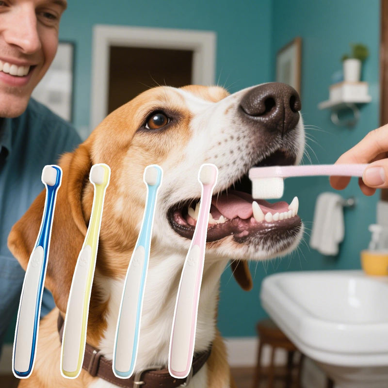 Pet Toothbrush, Small Dog Toothbrush - Wide Head Toothbrush Set, Gum Care Accessories for Cleaning Seniors, Home, Puppy, Daily Travel, Outdoor, Indoor Bathing