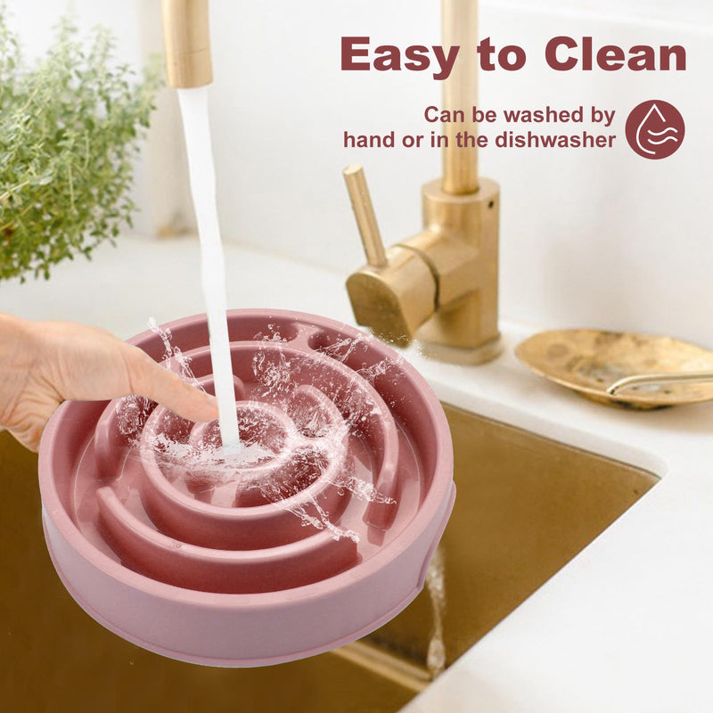 Slow Feeder Dog Bowls, Puzzle Dog Bowl with Anti-Slip, Slow Feeder & Non-Slip Design, Boredom and Anxiety Reducer, Suitable for All Breed Dogs and Cat Pink - PawsPlanet Australia