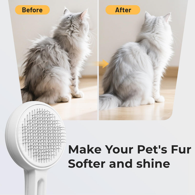 Self Cleaning Slicker Cat & Dog Brush - Skin Friendly Shedding Grooming Tool for Pets, Pet Supplies Accessories, Deshedding Comb for Short Long Haired Kittens, Massage Function to Removes Loose Fur - PawsPlanet Australia