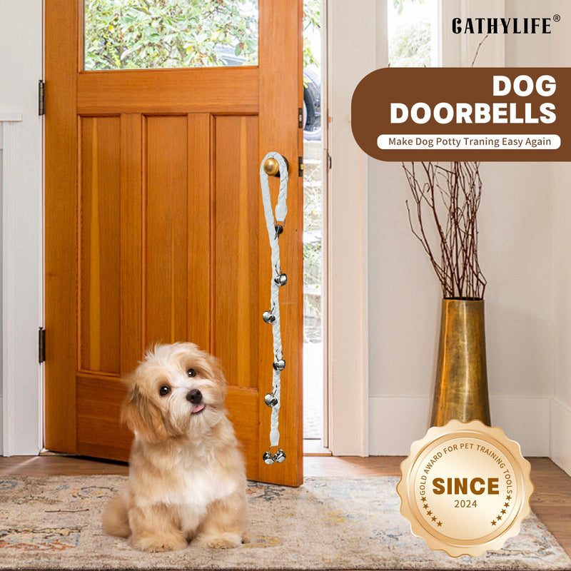 Dog Doorbells for Potty Training, Poly Urethane Puppy Door Bells, Hand-woven Dog Bells for Dog Training, Extra Loud Bells for Door Knob, Ring to Go Outside Doggie Pet Supplies. (White twist) White twist - PawsPlanet Australia