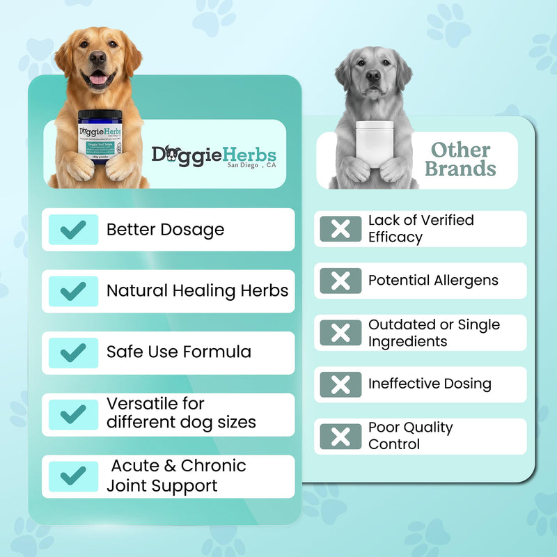 Doggie Herbs Ruff Joints Powder- Advanced Hip & Joint Support for Dogs- Glucosamine, Devil's Claw & Meadowsweet- Mobility & Stiffness Supplement- Pure Active Formula, No Fillers- TCM Doctor Formulated - PawsPlanet Australia
