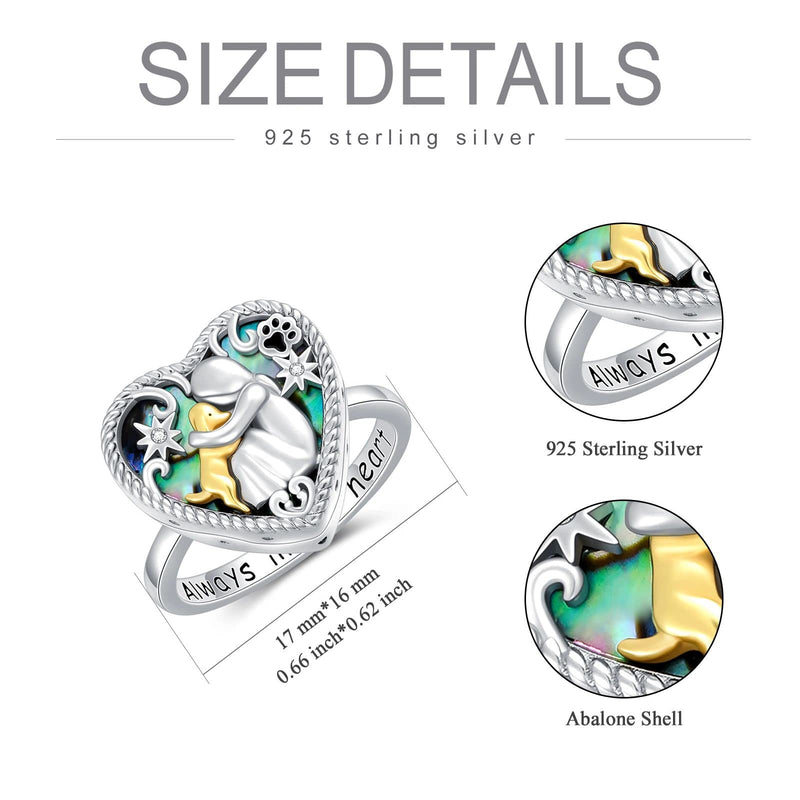 Sterling Silver Dog Urn Ring for Ashes, Dog Memorial Keepsake Cremation Jewelry Gifts for Dog Lovers Women Abalone Shell Size 8 - PawsPlanet Australia