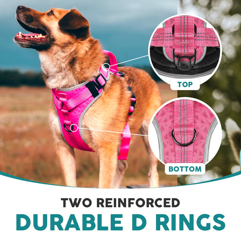 Embark Sports Dog Harness - Medium Dog No Pull with Light, Breathable Design - Pink Vest with Handle for Control, Easy On/Off, Size Adjustable - PawsPlanet Australia
