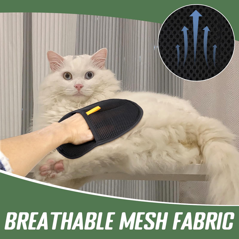 2 Pack Pet Hair Removal Gloves, Reusable Electrostatic Pet Hair Remover Grooming Gloves for Cats & Dogs Tool Hair Brush with 1 Comb for Clothing Couch Carpet Car Seat - PawsPlanet Australia