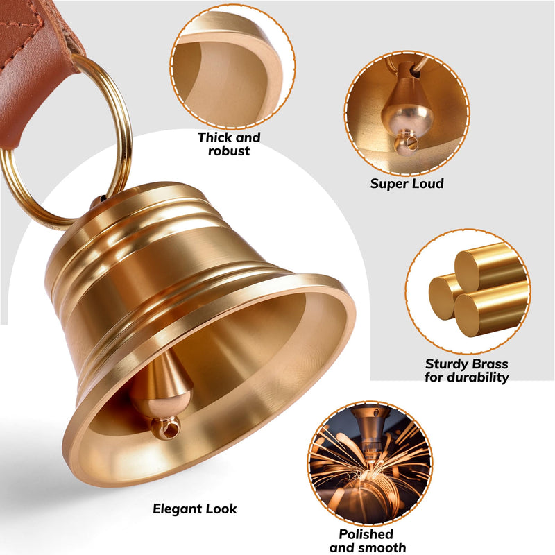 Leather Dog Door Bells for Potty Training, Big Brass Puppy Dog Door Bells Extra Loud for Dogs Training, Housebreaking, Door Knob, Dog Bell to Ring to Go Outside Puppy Pet Supplies Leather One Dog Bell Brown/Leather - PawsPlanet Australia