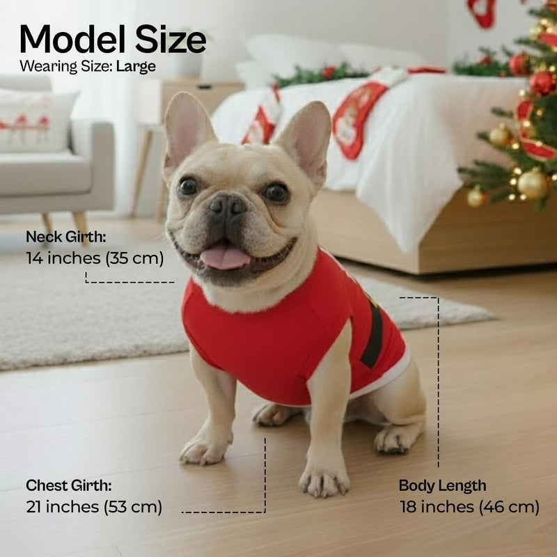 Parisian Pet Dog T-Shirt - Embroidered Santa Outfit - Lightweight Cotton Dog Christmas Outfit - Sleeveless Funny Christmas Pet Clothes - Machine Washable Shirts for Large Dogs - 3XL XXX-Large - PawsPlanet Australia