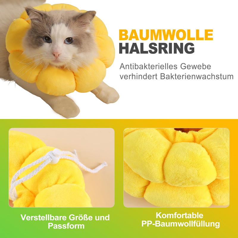 1 Piece Soft Cat Sunflower Neck Collar Adjustable Protective Collar S Comfortable Cat Collar Leak Protection Cleaning Care Alternative to Funnel Kitten Yellow