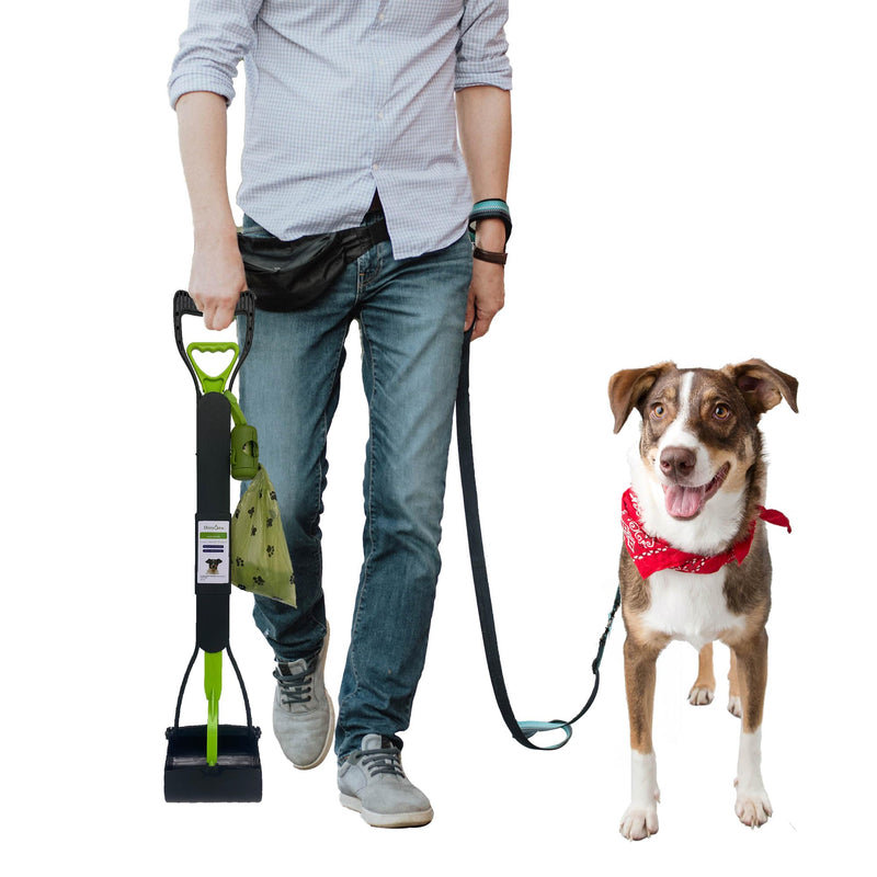 32" Pooper Scooper for Large Medium Small Dogs with Bag Attachment, Extra Long Handle Heavy Duty with 30 Dog Poop Bags & 1 Dispenser Poop Scoop, Foldable Dog Poop Picker Upper for Yard - PawsPlanet Australia
