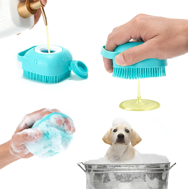 6Pcs Silicone Pet Grooming Set: Bath Massage Dispenser Brush, Finger Toothbrush, Nail Clippers and File for Dogs and Cats - PawsPlanet Australia