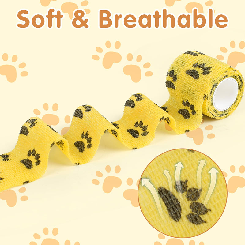 KIMOBER 12 Rolls Self Adhesive Pet Wrap Bandage Non-Woven Tape Vet Wrap Cohesive Bandages for Dogs Pet Animals Horse Cat Bird Animals,2 Inch x 5 Yards - PawsPlanet Australia