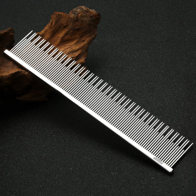 7.5" Cat Carding Dual Tooth Comb for Long Haired Cats & Dogs Ragdoll Round Corners Prevent Friction and Breakage Chrome Finish(L, Dual) Large - PawsPlanet Australia