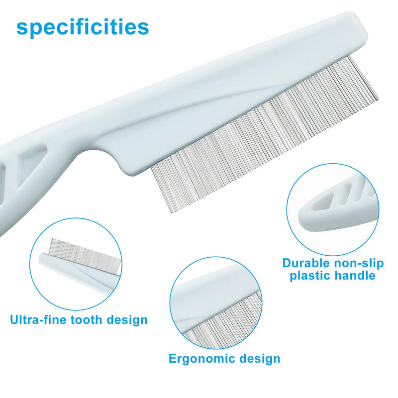 Flea Comb for Dogs and Cats, Metal Pet Lice Comb Fine Tooth Grooming Tool for Remove Anti Fleas and Flea Eggs(3pcs White) - PawsPlanet Australia