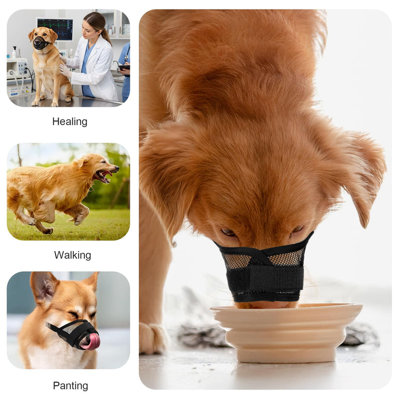 Dog Muzzle Air Mesh Muzzles Soft Cotton Mesh Dog Muzzle Anti-Biting Adjustable Breathable Mouth Guard for Small Medium Large Dogs Biting Chewing Grooming Allow Panting Drinking - PawsPlanet Australia