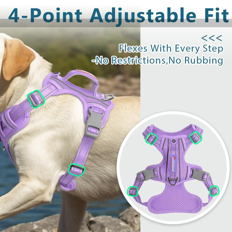 BARKBAY No Pull Dog Harness Front Clip Heavy Duty Reflective Easy Control Handle for Large Dog Walking with ID tag Pocket(Violet Purple,M) Medium(Chest:22-27") Violet Purple