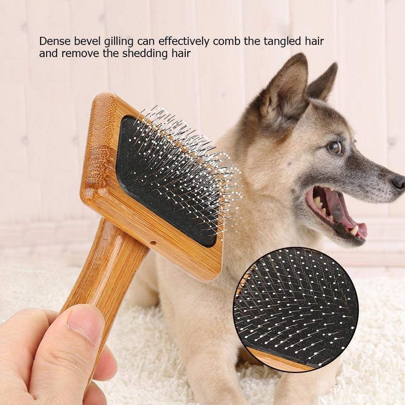 Oumefar Bamboo Dog Hair Comb Pet Wooden Brush Massage Grooming Slicker Brush with Rounded Bristles(Charged) - PawsPlanet Australia
