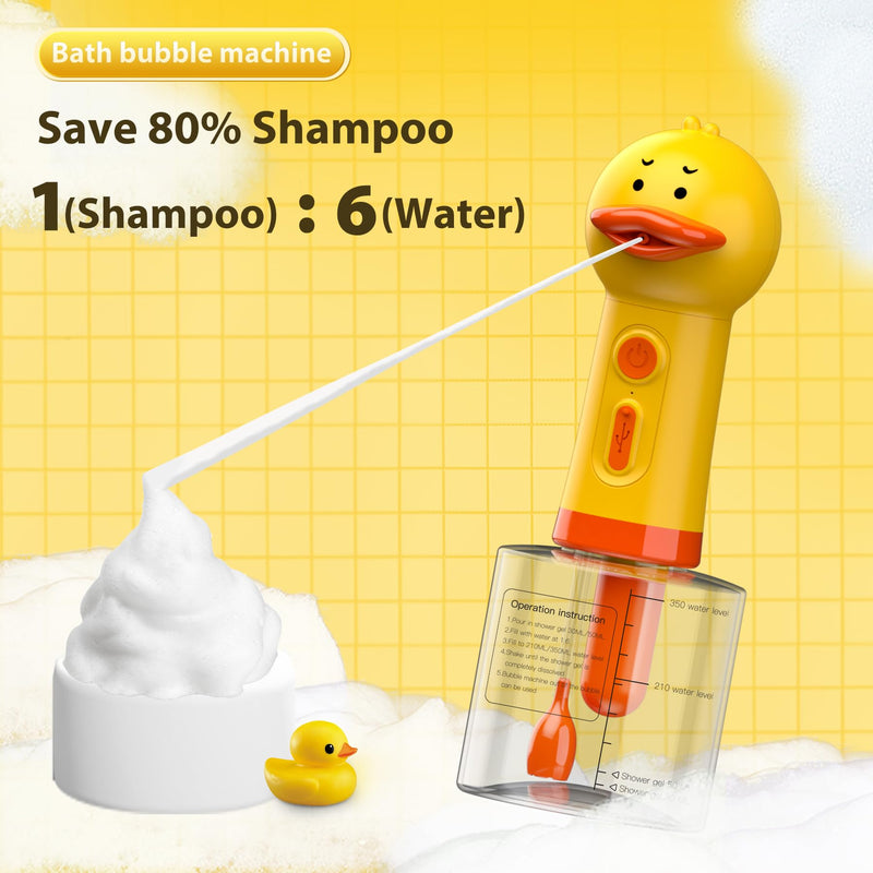 Electric Dog Cleaning Foam Machine, Automatic Dog Soap Dispenser for Bath, Rechargeable Pet Shampoo Mixing Bottle for Cleaning, IPX7 Waterproof Dog Bath Supplies for Dog Cat Puppy Children Yellow Duck - PawsPlanet Australia