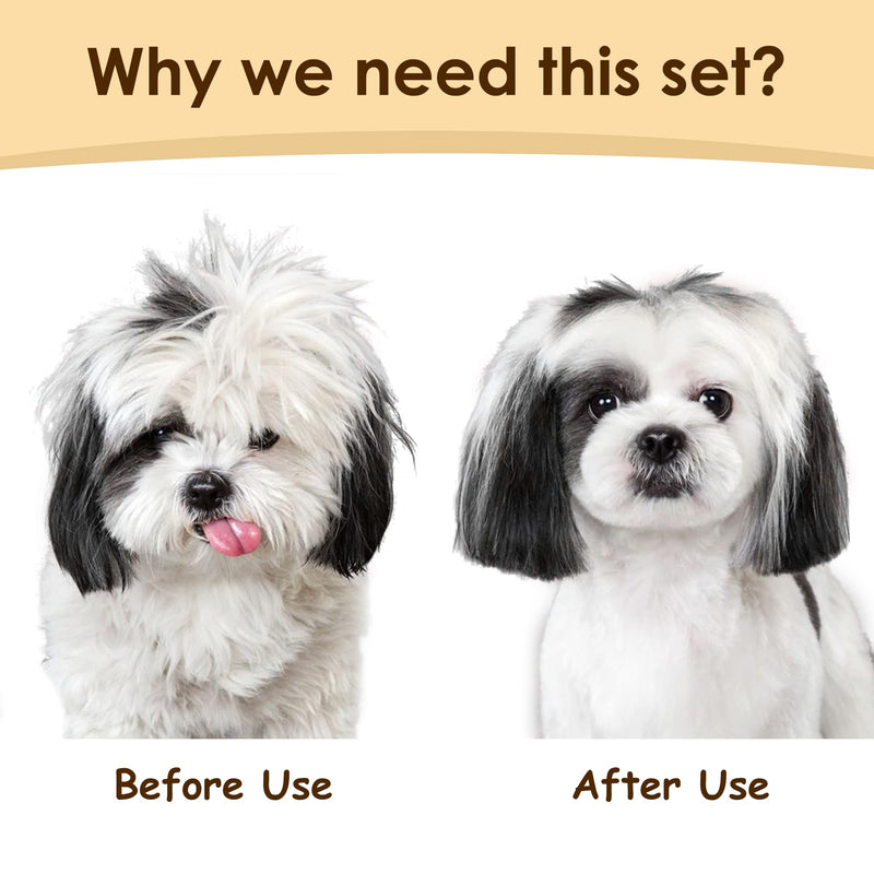 Professional Deshedding Dog Brush Grooming Kits, for Long-Haired Dogs and Cats - Dog Deshedding Brush and Slicker Brush Set 3 in 1 Gift Box for Long Hair Pets like Golden Retriever Professional Grooming Set