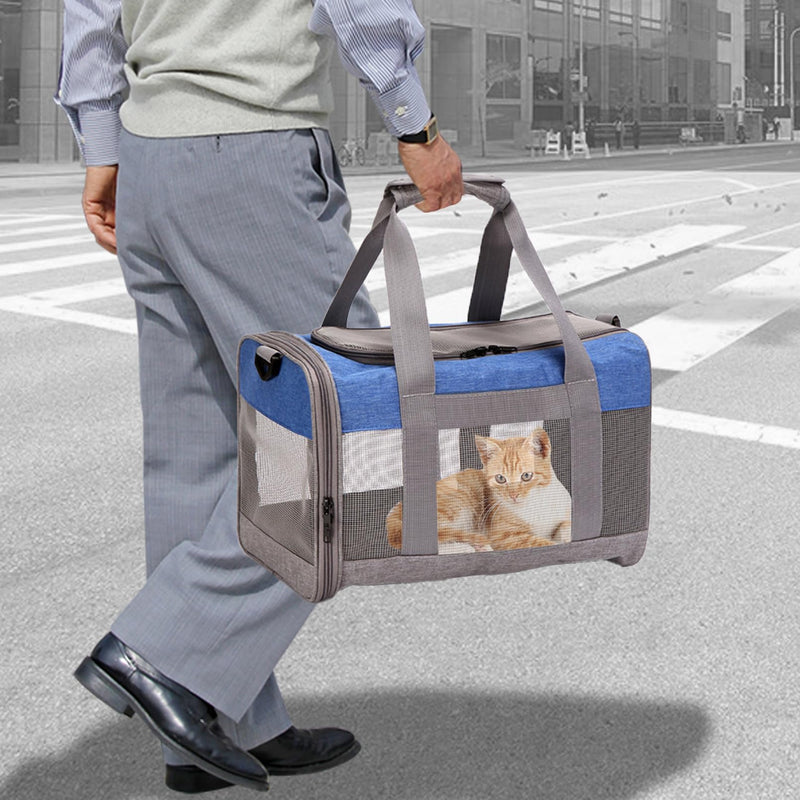 Soft Sided Pet Carrier for Cat,Airline Approved Cat Carriers Collapsible Portable Kitten Travel Crate Breathable Ventilated Grey Blue Puppy Carrying Bag Under to 12 Lb 【Grayblue】 - PawsPlanet Australia
