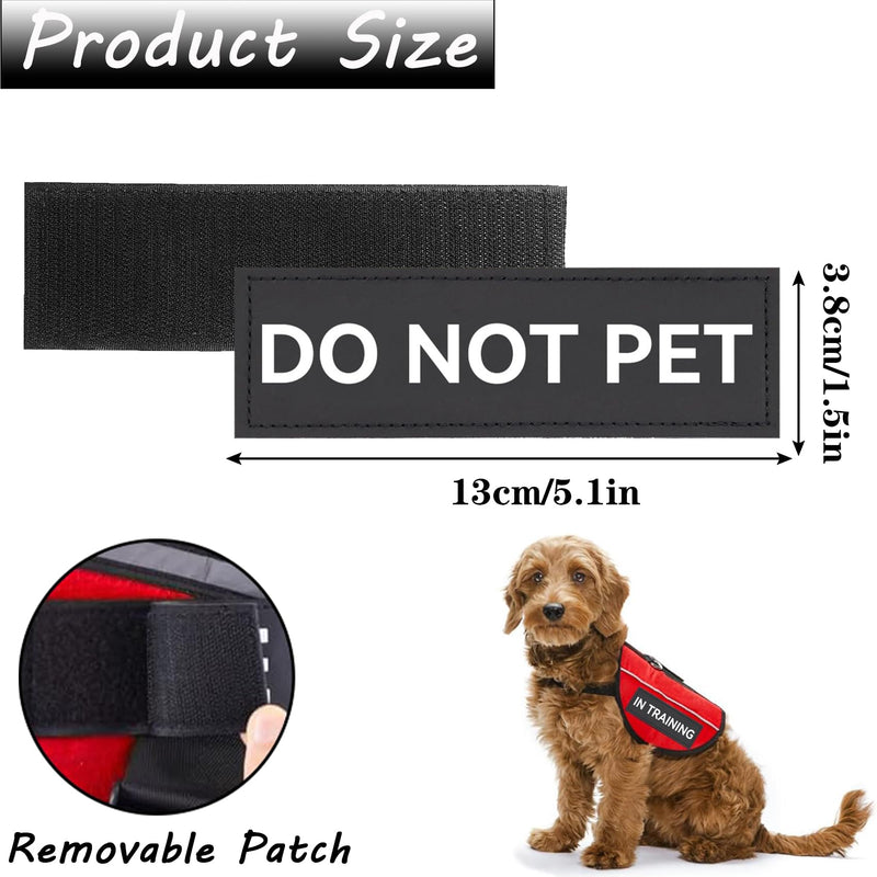 Service Dog Patches with Hook Backing, 4 Pack Removable Black Vest Patches Do Not Pet and in Training Dog Patches for Harness, 5.1 x 1.5 inch 4Pcs - PawsPlanet Australia
