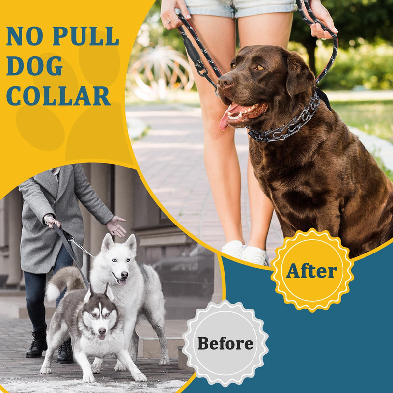 Mayerzon Martingale Prong Collar for Large Medium Dogs Beagle Husky Doberman, Adjustable Dog Pinch Collar No Pull for Walking Training, with Extra Links and Rubber Caps Silver Small, 2.25mm, 11-13.75"Neck