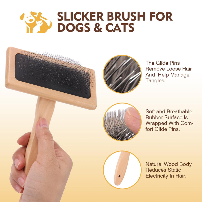 Dog Grooming Brush Kit,Deshedding Dog Brush for Shedding Short Hair Dogs with Pet Nail Clipper and File, Two Sided Pet Brushes for Dogs Removing Dirt & Loose Hair(7PCS) BLACK - PawsPlanet Australia
