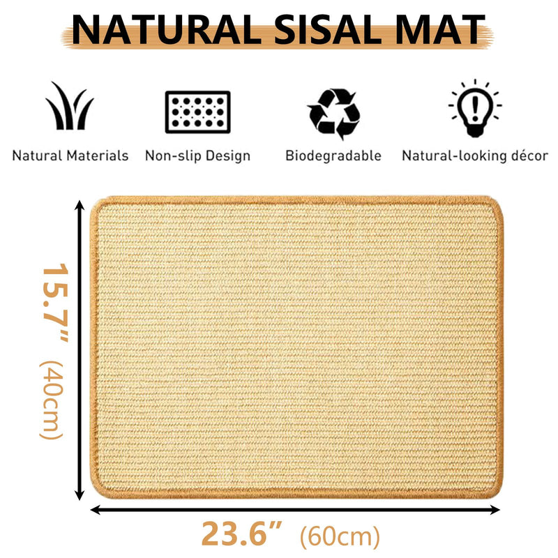 Oncpcare Rabbit Scratch Mat - Natural Bunny Scratching Pad for Claws and Teeth Care, Chew Toys, Pet Cage Bedding for Biting, Sleeping, Nesting - 24x16 Natural 1pcs 24"x16"